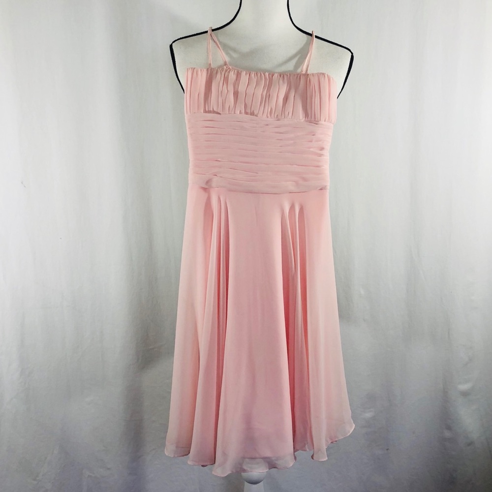 B2 Pale pink chiffon bridesmaid prom dress XS